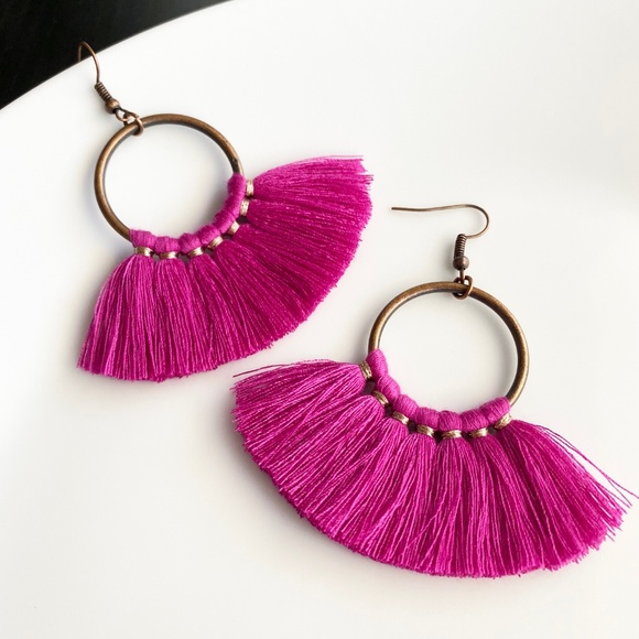NEW "Bridget" Tassel Earrings (Fuchsia) - Picture 3 of 6